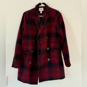 Forever 21 plaid double breasted coat